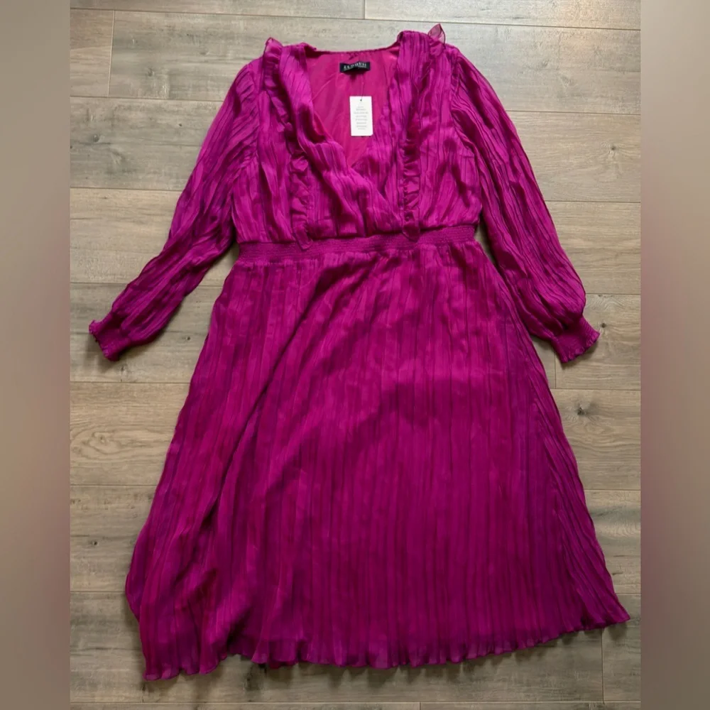 Eloquii Vibrant Fuchsia Long Sleeve Dress - Picture 4 of 6